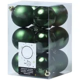 MARELIDA Weihnachtskugel bruchfest 6cm Christbaumkugeln glänzend matt grün 12St