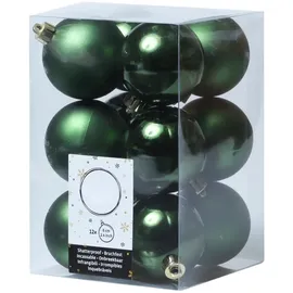 MARELIDA Weihnachtskugel bruchfest 6cm Christbaumkugeln glänzend matt grün 12St