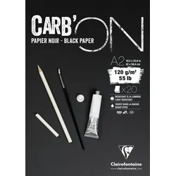 Clairefontaine 2x CARB ́ON, schwarzes Papier, 120g/m2, 20 Blatt, A2 - 975041C