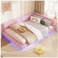 HAUSS SPOLE Schlafsofa 140*200cm mit Umgebungslicht, USB-Anschluss, Ohne Matratze Rosa, Tagesbett für Schlafzimmer, Kinderzimmer rosa