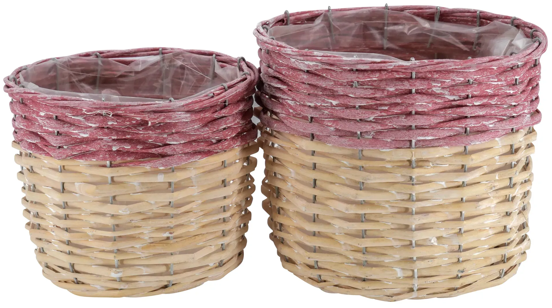 Korb S/2 D22/24H19/22cm pink/weiß