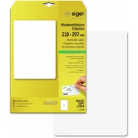 Sigel LA230 Etiketten selbstklebend, bedruckbar, wieder rückstandsfrei ablösbar, weiß,