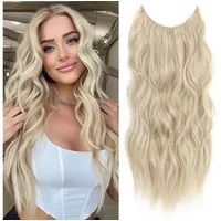 LuxusKollektion Kunsthaar-Extension Haarverlängerung 61cm 61cm Blond Gemischt mit Leuchtendem Blond