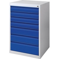 PROMAT Schubladenschrank BK 600 H1000xB600xT600mm grau/blau 7 Schubl.Einfachauszug