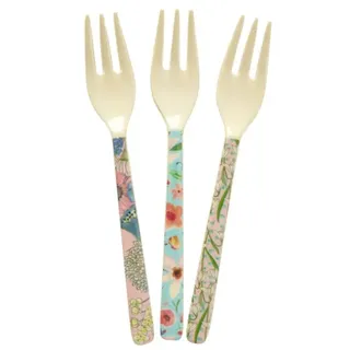 rice Kuchengabel Rice Melamin Kuchengabel - Flower Prints - 3er-SET (3 Stück) bunt