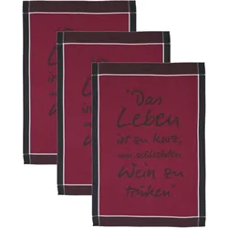 Geschirrtuch ROSS "Das Leben ist zu kurz um schlechten Wein zu trinken", rot, B:50cm L:70cm, 100% Baumwolle, Geschirrtücher, Sprüchetuch, aus 100% Baumwolle