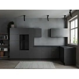 Respekta Winkelküche L-Form 370 cm grau