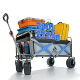 BUERTS Bollerwagen Faltbar – Tragkraft 272 kg, mit Bremsen, Getränkehalter, Verstellbarem Griff, All Terrain Rädern für Camping Outdoor Shopping, 600D Oxford-Gewebe. (Grau-EU)