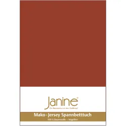Spannbettlaken JANINE "MAKO-FEINJERSEY 5007", rot (tabasco), B:140-160cm L:200cm, Mako-Jersey, Obermaterial: 100% Baumwolle, Laken, aus 100% Baumwolle, für Matratzen bis 26 cm Höhe
