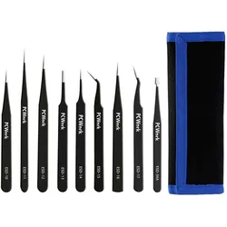 PCWork, PCW08G, Pinzettenset, ESD-sicher, Edelstahl, 9-teilig