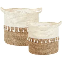 Beliani 2-tlg Indoor Blumentopf MATIKU Geflecht 30/28 cm Naturfarben