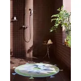 RugVista Silia Sun, Badematte, Ø 70 cm, Rund, Mittlerer Stapel, Wohnzimmer, Schlafzimmer, Diele, Maschinenwäsche, Hell Blau/Grün