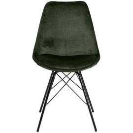 AC Design Furniture Emanuel Esszimmerstühle 2er Set, B: 48,5 x H: 85,5 x T: 54 cm, Waldgrün/Schwarz, Samt/Metall, 2 Stk