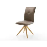 DeLife Esszimmerstuhl Maddy-Flex Mikrofaser Taupe Vintage Holzgestell kantig Natur,