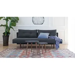 Schlafsofa Barnes Mischgewebe H:63cm/B:200cm/T:98cm Blau ausziehbar retro/vintage