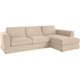 Home Affaire Ecksofa HOME AFFAIRE "Vintage L-Form", beige (sand), B:284cm H:83cm T:165cm, 100%PES, Sofas, Ecksofa, 3-Sitzer Polsterecke im Landhausstil, mit abnehmbarer Husse
