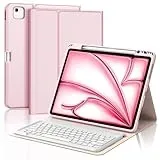 IVEOPPE Tastatur für iPad Air 13 2024 (M2), Hülle mit Tastatur für iPad Air 13", Magnetisch Abnehmbare Bluetooth QWERTZ Tastatur für iPad Air 13 Zoll (M2) 2024, Rosa