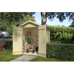 Gartenhaus NORDIC HOLZ "Elementhaus KENT 3.1", beige (naturbelassen), ohne Fußboden, Massivholzdach, Holz, Gartenhäuser