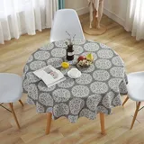 Runde Tischdecke, Durchmesser 120 Cm, Leinen- Und Baumwolltischdecke, Waschbar, Fleckenabweisend, Schlichte Twill-tischdecke Im Frischen Nordischen Stil Für Küche, Garten, Party, Esstisch (rund, Grau,