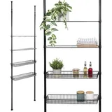 bremermann Teleskop-Regal 2 Körben 2 Ablagen, Waschmaschinenregal, Allzweckregal für viele Wohnbereiche geeignet, Teleskop-Stange bis max. 290 cm Küchen, Küchenmöbel, Küchenregale