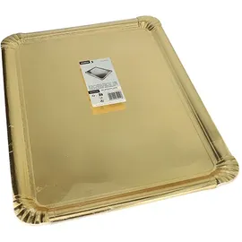 Papstar Starpak 5 Servierplatten, Pappe, PET-beschichtet eckig 34 cm x 45,5 cm gold