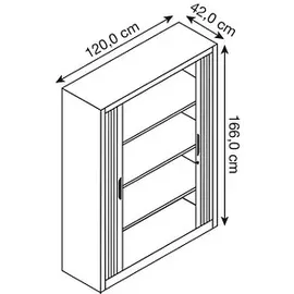 Californian Products Omnispace Rollladenschrank 120 x 42 x 166 cm schwarz
