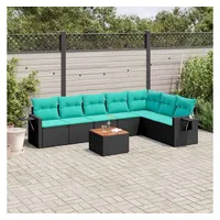 vidaXL Gartensofa-Set 8-tlg. Loungesofa schwarz