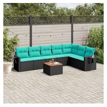vidaXL Gartensofa-Set 8-tlg. Loungesofa schwarz