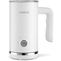 Yissvic Elektrischer Milchaufschäumer Cappuccino 4 in 1 Aufschäumer 600 W 300 ml Milchaufschäumer aus Edelstahl Antihaftbeschichtung für Kaffee, Milch, Cappuccino, Weiß