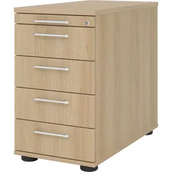 bümö Schreibtisch Schrank abschließbar, Schubladenschrank Holz in Eiche, Container mit Schubladen - Schubladen Schrank Büro, Schreibtisch Container