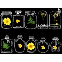 Transparentes DIY Getrocknete Blumen-Lesezeichen, 52 Stück Hausgemachte Lesezeichen Glaswaren-Aufkleber Bookmark, Glasflasche Wunschflasche Aufkleber für Kinder Heim Schule Buch