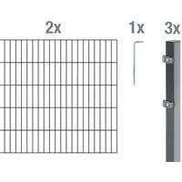 GAH Alberts Alberts Doppelstabmatten-Grundset 4 m 200 x 100 cm 6/5/6, anthrazit