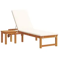 VidaXL Sonnenliege mit Tisch und Kissen aus massivem Akazienholz,