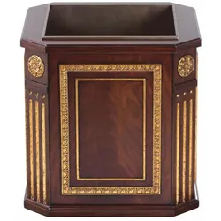 Casa Padrino Luxus Barock Blumentopf Dunkelbraun / Antik Gold 60 cm - Barock Deko Accessoires