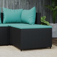 SECOLI Gartensofa Rattan Balkonmöbel Kleiner Balkon Garten Lounge Gartenmöbel Set Rattan Balkonsofa Loungemöbel Terrasse Terrassenmöbel-Schwarz und blau-Gartenhocker