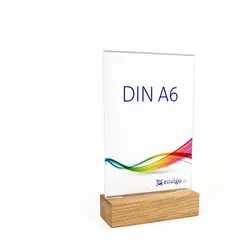 Tischaufsteller »Eiche« DIN A6 hoch, Holz+Acrylglas