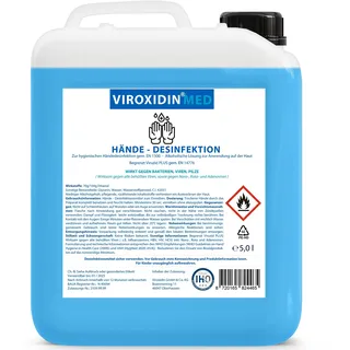 Viroxidin Med Desinfektionsmittel für Hände 5l - VERGLEICHSSIEGER - Handdesinfektionsmittel gegen Bakterien, Viren & Pilze für Hygienische Handdesinfektion - Begrenzt Viruzid PLUS gem. EN 14776