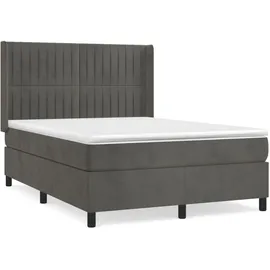 vidaXL Boxspringbett mit Matratze Dunkelgrau 140x200 cm Samt