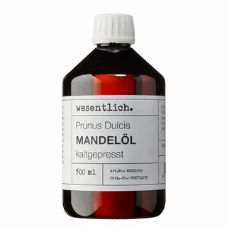 wesentlich. Mandelöl kaltgepresst 500ml | 100% reines Öl ohne Zusätze | natürliche Körperpflege | unraffiniert für Haare und Gesicht | perfektes Massageöl