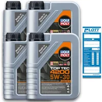 4x 1 Liter Liqui Moly Motorenöl Motoröl Top Tec 4200 5W-30 4 L Oil Ö Oel 3706