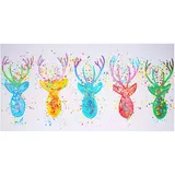 Mendler Ölgemälde Hirsche II, 100% handgemaltes Wandbild Gemälde XL, 140x70cm
