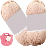 uyeoco 100g T-Shirt Garn, Textilgarn zum Häkeln für Körbe Bändchengarn Polyester Rope Garn zum Häkeln, T Shirt Garn zum Häkeln Häkelkorb Taschen Teppiche Wandbehang Makramee(P12,2 roll(200g))