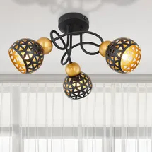 GLOBO Deckenleuchte 3-flg. Metall schwarz gold 39x20 cm