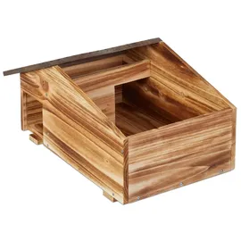 Relaxdays Igelhaus, Holz, Igelhotel mit Boden, 2 Kammern, Winterquartier für Igel, Garten, HBT: 24x46x33,5 cm, braun