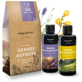 AllgäuQuelle Saunaaufguss Set, Bio Sauna Zubehör 2x100ml Sauna Aufgussmittel