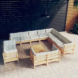 vidaXL Garten-Lounge-Set 13-tlg. creme Kiefer