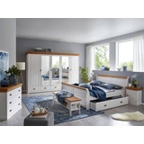 G+K Schlafzimmer-Set Hombre 4tlg. Holz Braun, Weiß Kiefer