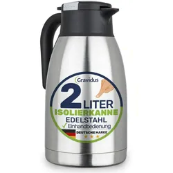 Haushalt International Edelstahl Isolierkanne 2 Liter mit Einhandbedienung