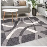 Mazovia Designteppich Modern Teppich Kurzflor Wohnzimmerteppich Robust und pflegeleicht GRAU, 160 x 230 cm, Fußbodenheizung,Allergiker geeignet,Farbecht,Pflegeleicht,Geometrisch grau 160 x 230 cm