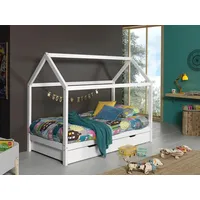 Vipack Hausbett Dallas 90 x 200 cm Kiefer massiv weiß